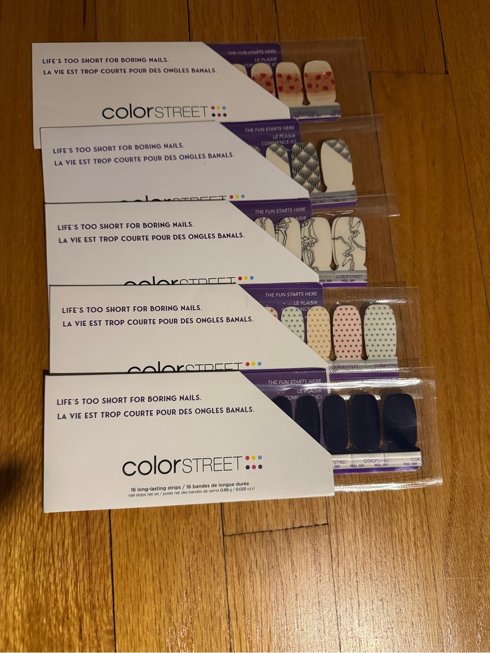 Color Street Nail Strips - Assorted Designs with Navy & Pastel Polka Dots